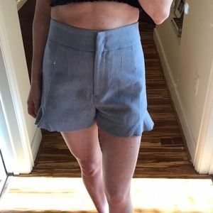 Zara blue high waisted shirt with cute side ruffle